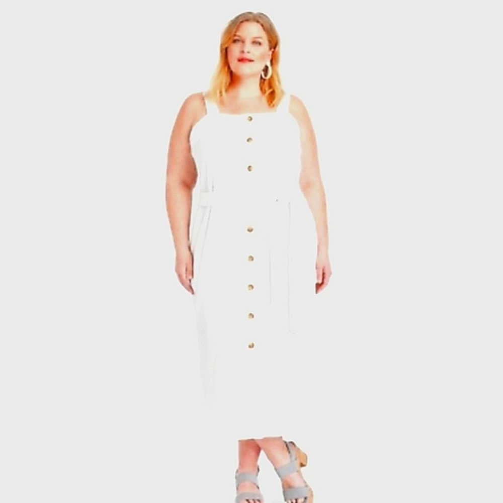 Ava & Viv white button front dress Size 3X